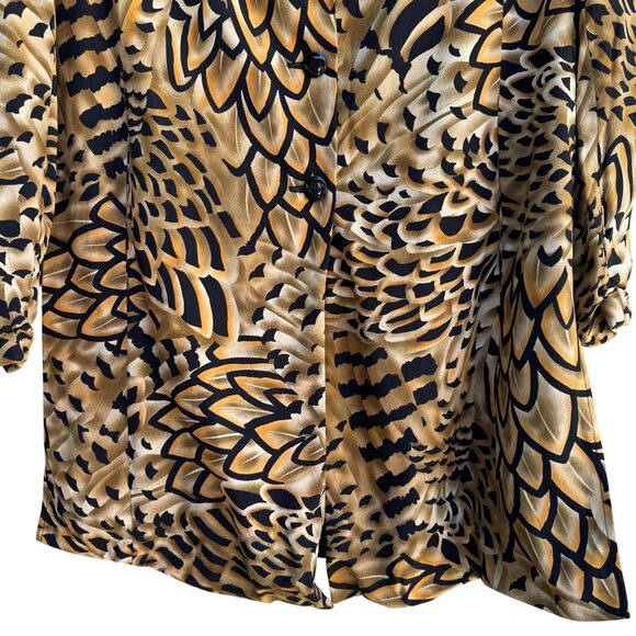 Diane Gilman Vintage Silk Abstract Feather Print Artsy Designer Blazer Jacket S - Picture 7 of 9